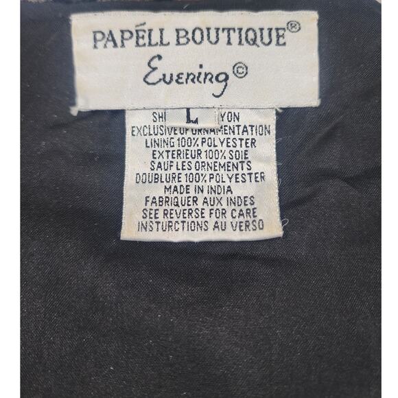 Papell Boutique Evening Black Floral Velvet Sequin Jacket Women’s Size L - Picture 6 of 11